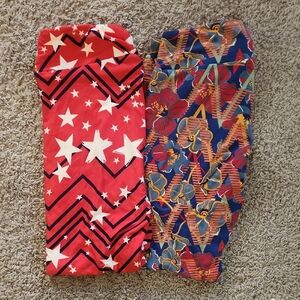 LuLaRoe Red and White Star Leggings